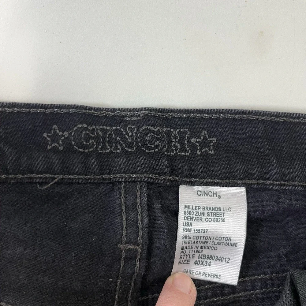 Cinch Slim Fit Silver Label Black‎ Mens Jeans 40/34 Straight Cowboy MB98034012